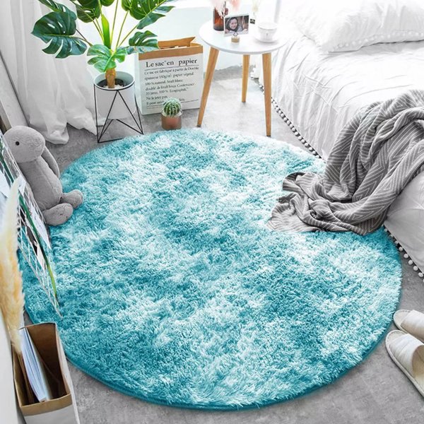 Strado Στρογγυλό Χαλί Ombre 100x100 Ombre Μπλε (Ανοιχτό Μπλε)