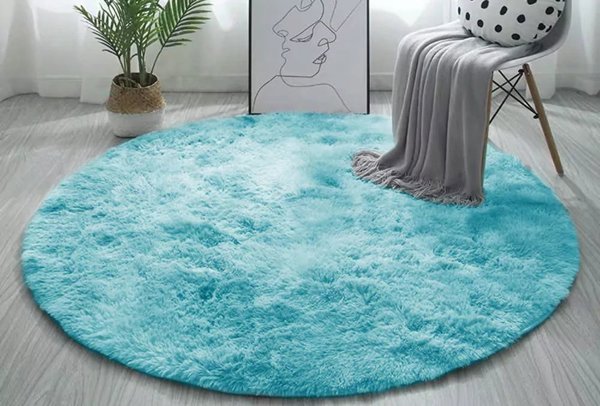 Strado Στρογγυλό Χαλί Ombre 100x100 Ombre Μπλε (Ανοιχτό Μπλε)