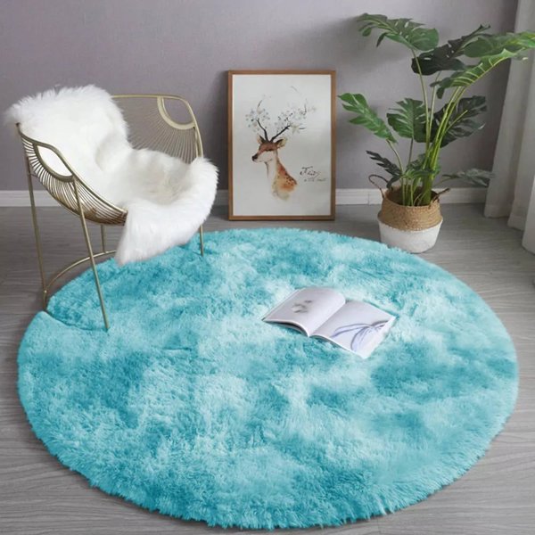 Strado Στρογγυλό Χαλί Ombre 100x100 Ombre Μπλε (Ανοιχτό Μπλε)