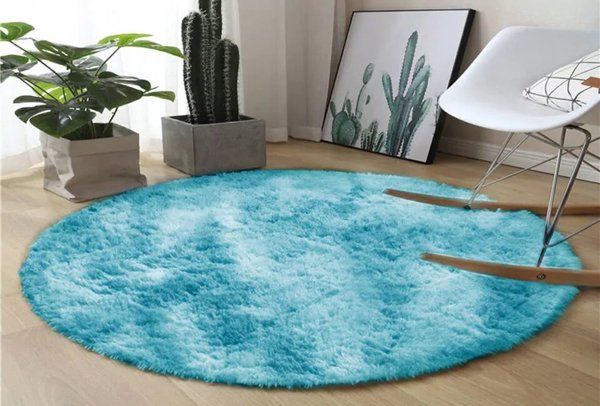 Strado Στρογγυλό Χαλί Ombre 100x100 Ombre Μπλε (Ανοιχτό Μπλε)