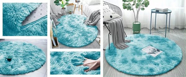 Strado Στρογγυλό Χαλί Ombre 100x100 Ombre Μπλε (Ανοιχτό Μπλε)