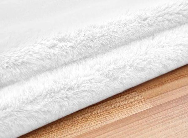 Strado Στρογγυλό Χαλί Rabbit 200x200cm, Μαλακό Αντιαλλεργικό Χαλί με Αντιολισθητική Επιφάνεια, Λευκό