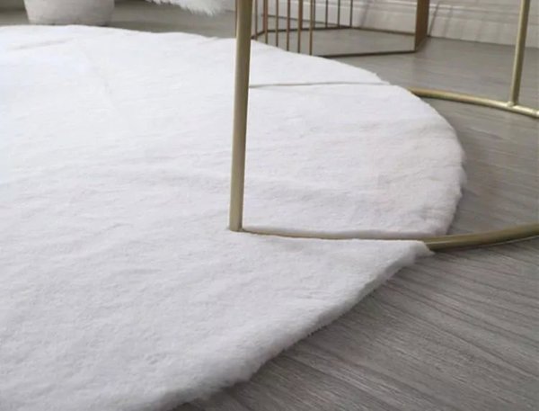Strado Στρογγυλό Χαλί Rabbit 200x200cm, Μαλακό Αντιαλλεργικό Χαλί με Αντιολισθητική Επιφάνεια, Λευκό