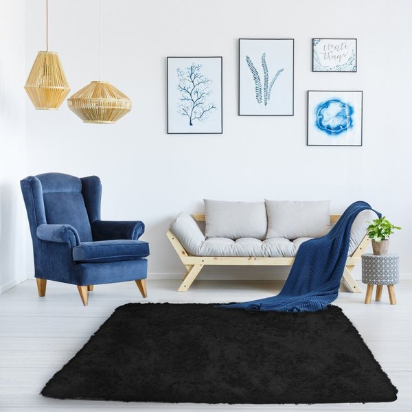 Strado Dywan pokojowy Shaggy Strado 200x200 BlackSky (Czarny)