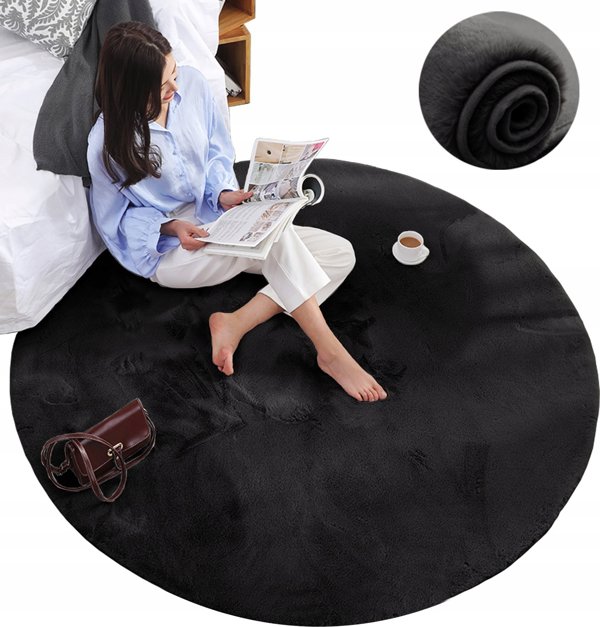 Στρογγυλό Χαλί Strado Rabbit 140x140εκ. Μαύρο