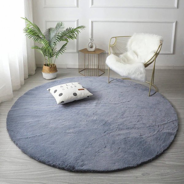 Strado Χαλί Στρογγυλό Rabbit 200x200cm, Ασημί, Αντιαλλεργικό, Μαλακό Πέλος