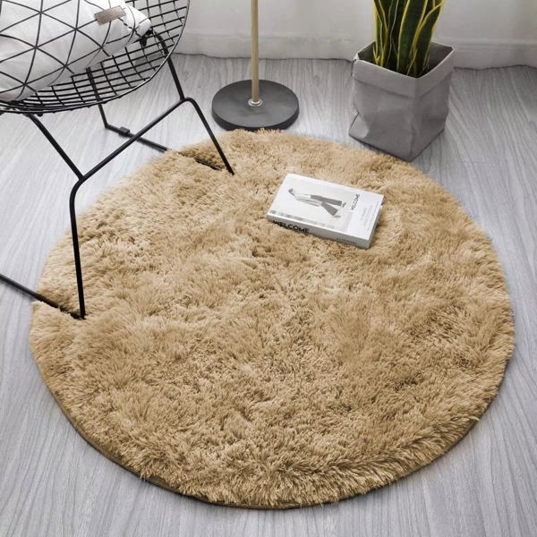 Strado Στρογγυλό Χαλί Shaggy Strado 120x120 (Καφέ) Πολυλειτουργικό