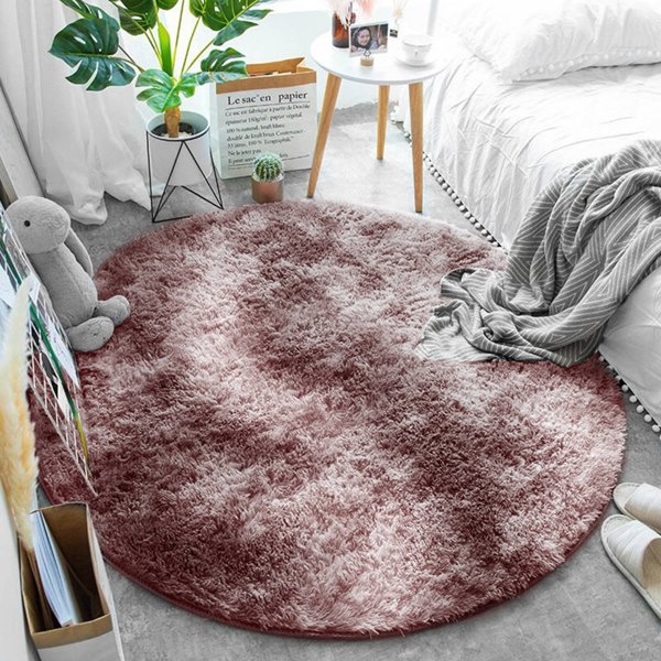 Στρογγυλό Χαλί Shaggy Strado Ombre 160x160cm, Βελούδινο, Μοβ-Ροζ