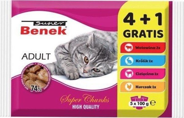 Super Benek Adult - υγρή τροφή για γάτες - 4+1 100 g ΔΩΡΕΑΝ!