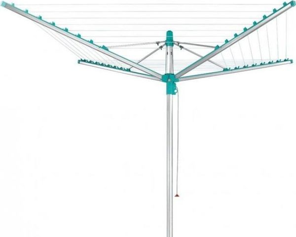 Leifheit Linomatic 500 Easy Απλώστρα Ρούχων Εξωτερικού Χώρου, 50m, Ρυθμιζόμενο Ύψος, Ασημί-Πράσινο