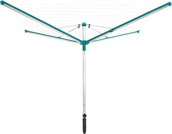 Leifheit Linomatic 600 Deluxe Απλώστρα Ρούχων Εξωτερικού Χώρου, Ανθεκτική στις Καιρικές Συνθήκες, 50μ Σχοινί, Πράσινο/Μεταλλικό