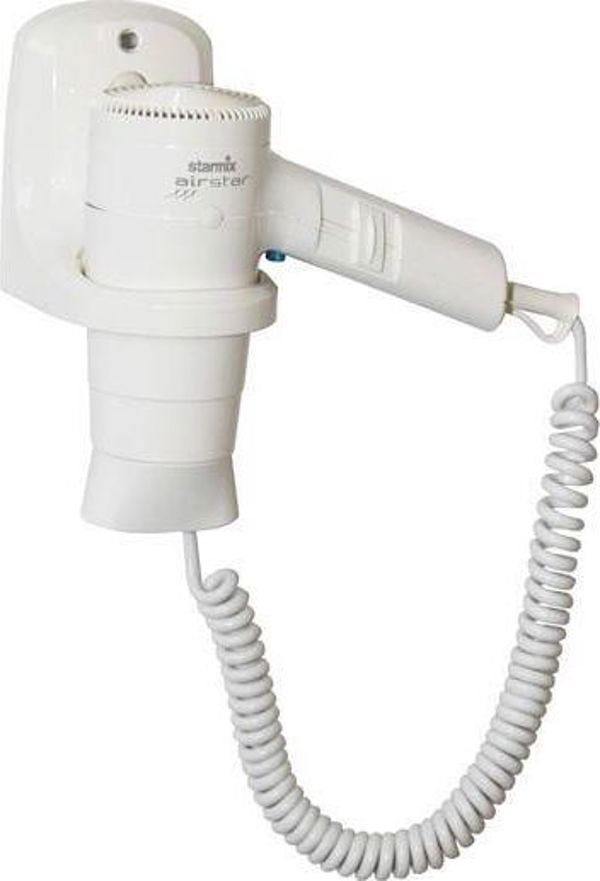 Starmix HFTW 12 Στεγνωτήρας Μαλλιών Τοίχου, 2 Ταχύτητες, Λευκό, με Αντικλεπτική Προστασία και Φωτισμό