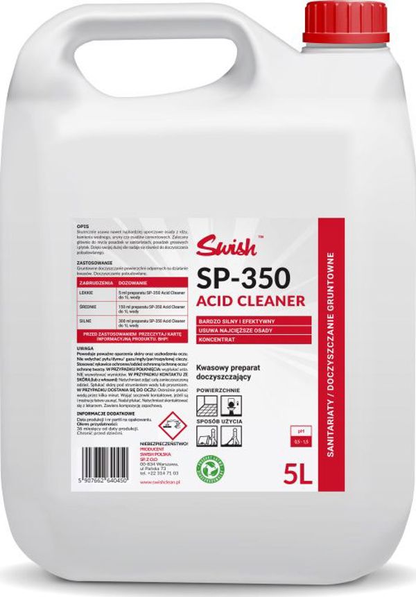 Swish Swish SP - 350 Όξινο Υγρό Καθαρισμού Δαπέδων, Για Βαθύ Καθαρισμό, 5l