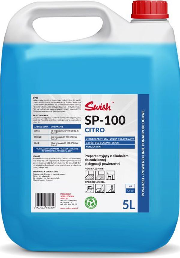 Swish Swish SP-100 Citro Καθαριστικό Επιφανειών με Αλκοόλη, Άρωμα Εσπεριδοειδών, 5lt
