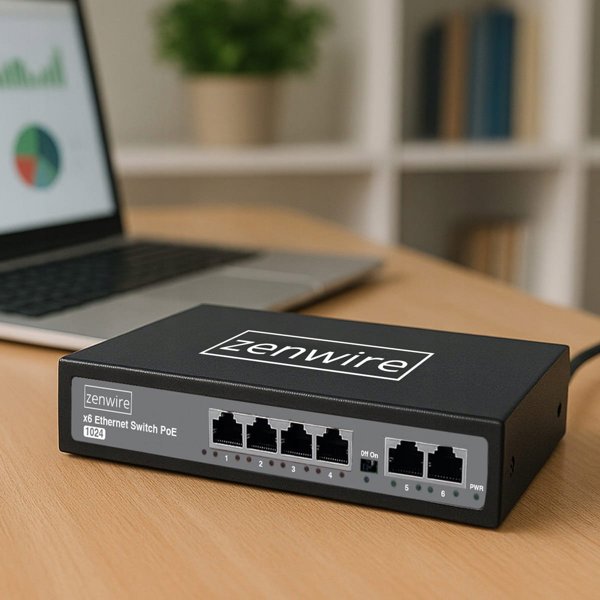 Switch Τροφοδοτικό Διαχωριστής POE LAN 8 Θύρες 6 Ethernet RJ45 100Mbps για Κάμερες