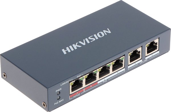 Hikvision DS-3E0106HP-E PoE Switch 6-Port, Unmanaged Fast Ethernet για Δίκτυα και Κάμερες Παρακολούθησης