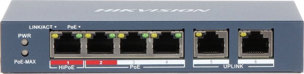 Hikvision DS-3E0106HP-E PoE Switch 6-Port, Unmanaged Fast Ethernet για Δίκτυα και Κάμερες Παρακολούθησης