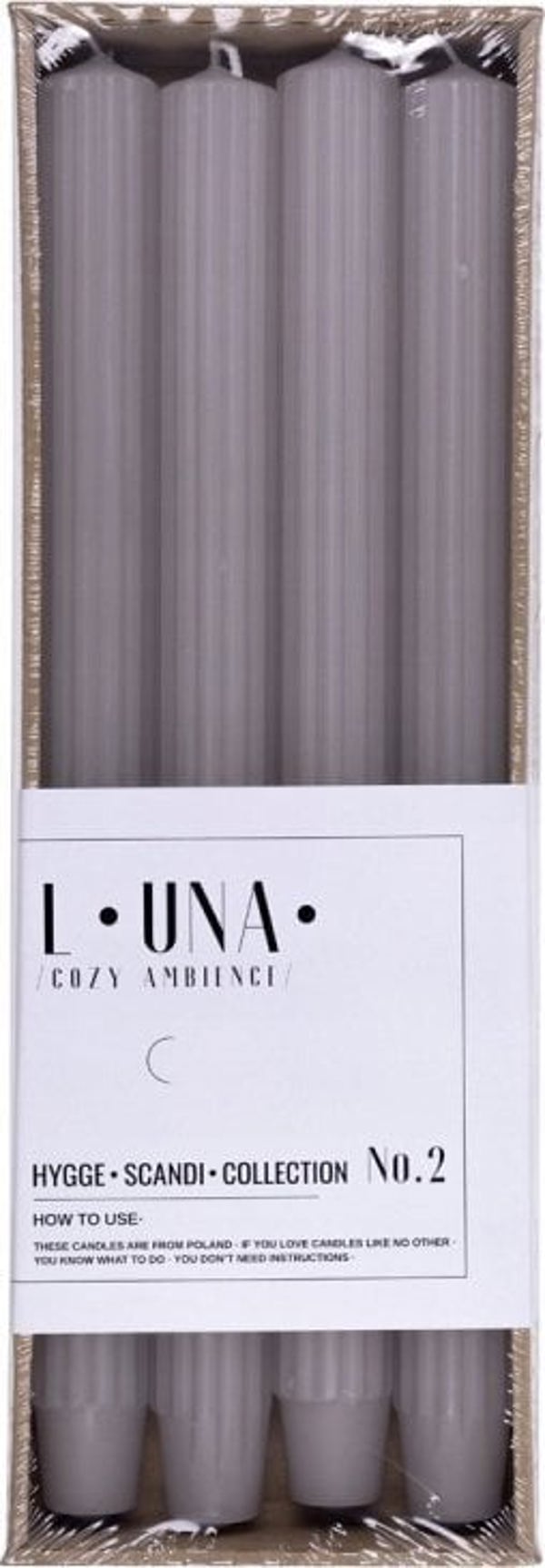 Μακρύ ριγέ κερί τραπεζιού DONAU HOME, 25x300 mm, 4 τεμ., γκρι-σταχτί