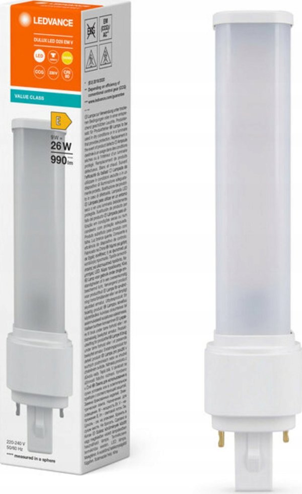 Λάμπα Φθορισμού Osram LEDVANCE DULUX LED D G24d-3 990lm 9W/830 (26W) EM+230V