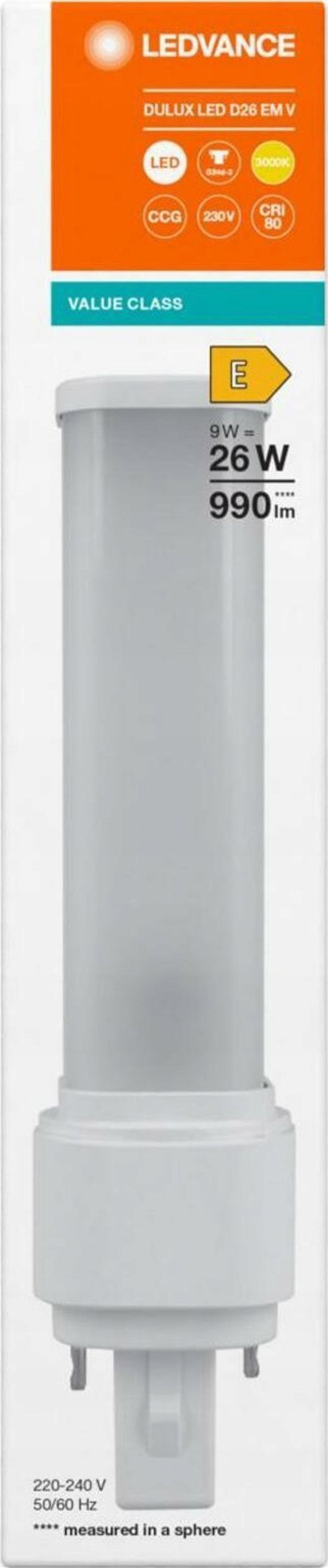 Λάμπα Φθορισμού Osram LEDVANCE DULUX LED D G24d-3 990lm 9W/830 (26W) EM+230V