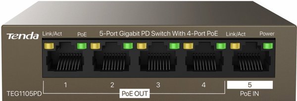 Διακόπτης Tenda μη διαχειριζόμενος Tenda TEG1105PD 5-port 1GbE PoE