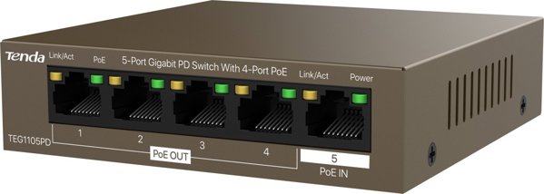 Διακόπτης Tenda μη διαχειριζόμενος Tenda TEG1105PD 5-port 1GbE PoE