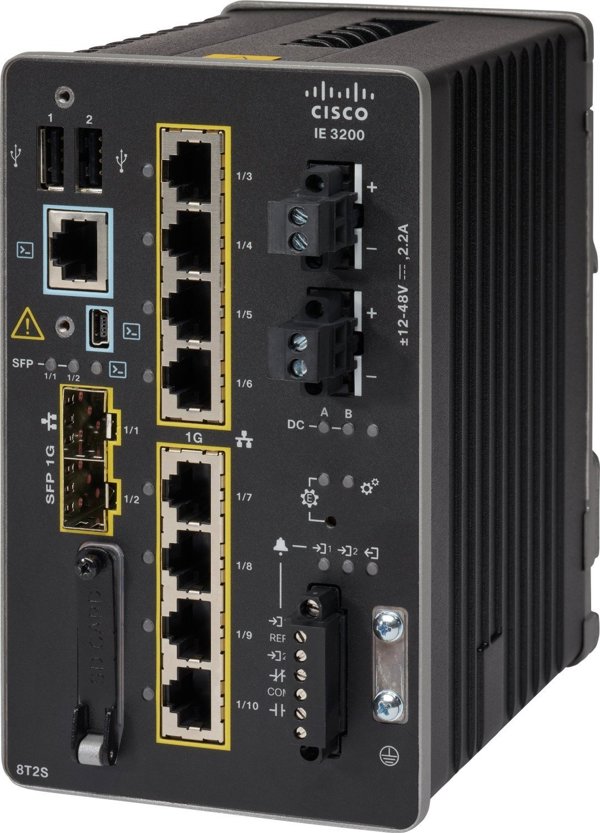 Cisco Catalyst IE-3200-8T2S-E Managed Switch, L2/L3, 8 Θύρες Gigabit Ethernet, RS-232, 1x USB 2.0