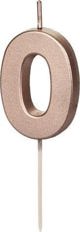 Κερί Γενεθλίων Inspiruj, Αριθμός 0, Ροζ Χρυσό, 4.5cm