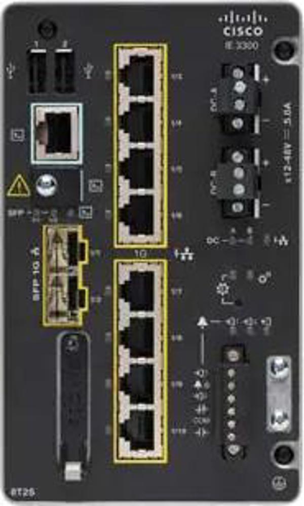 Cisco Catalyst IE-3300-8T2S-E Managed Industrial Switch, 8x Gigabit RJ-45, 2x SFP, Layer 2, Rugged Series