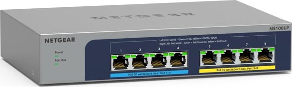 NETGEAR MS108UP-100EUS Διακόπτης Ethernet 8 Θυρών Multi-Gigabit 2.5G με Ultra60 PoE++