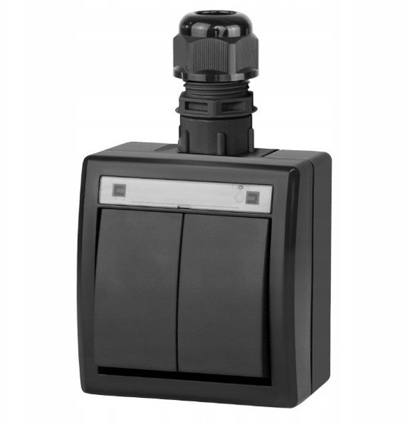 ΔΙΑΚΟΠΤΗΣ 5002-67 2GANG IP65 AQUANT ΜΑΥΡΟ