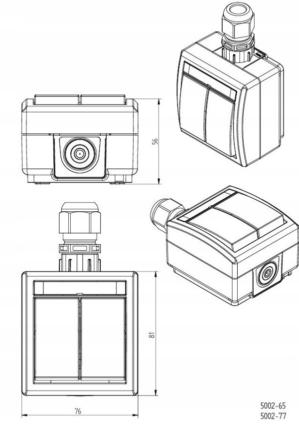 ΔΙΑΚΟΠΤΗΣ 5002-67 2GANG IP65 AQUANT ΜΑΥΡΟ