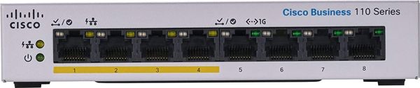 Cisco CBS110-8PP-D-EU Unmanaged Switch, 8-Port Gigabit Ethernet, PoE, Επιτραπέζιο, 16 Gb/s