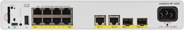 Switch Cisco Cisco Catalyst 9200CX - Network Essentials - Switch - compact - L3 - managed - 8 x 10/100/1000 (PoE+) + 2 x 1000Base-T + 2 x 10 Gigabit SFP+ (Uplink) - an Rack montierbar - PoE+ (240 W)