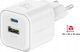 Προσαρμογέας δικτύου Swissten GaN 35W, 2 θύρες, USB-A + USB-C, Smart IC