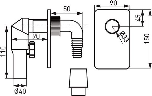 Σιφόνι Ferro εντοιχισμένο DN40 χρώμιο (460.0)