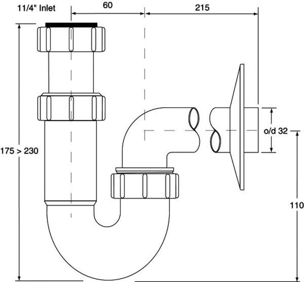 Σιφόνι McAlpine σωληνωτό 5/4" DN32 λευκό (HC4PF-32)