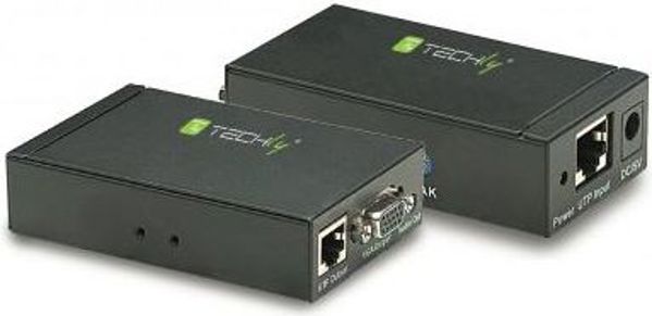 Σύστημα μετάδοσης σήματος Techly Extender VGA AV μέσω μαύρου καλωδίου Cat.5/5e/6 (301122) 1498234 8057685301122