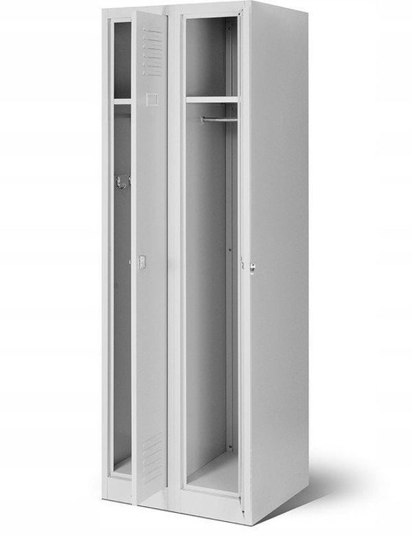 Szafa socjalna ubraniowa czterokomorowa KACPER II, 600 x 1800 x 500 mm, szara