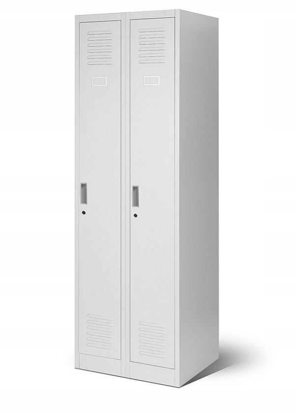 Szafa socjalna ubraniowa czterokomorowa KACPER II, 600 x 1800 x 500 mm, szara