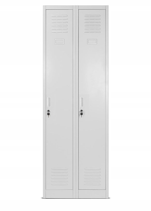 Szafa socjalna ubraniowa czterokomorowa KACPER II, 600 x 1800 x 500 mm, szara