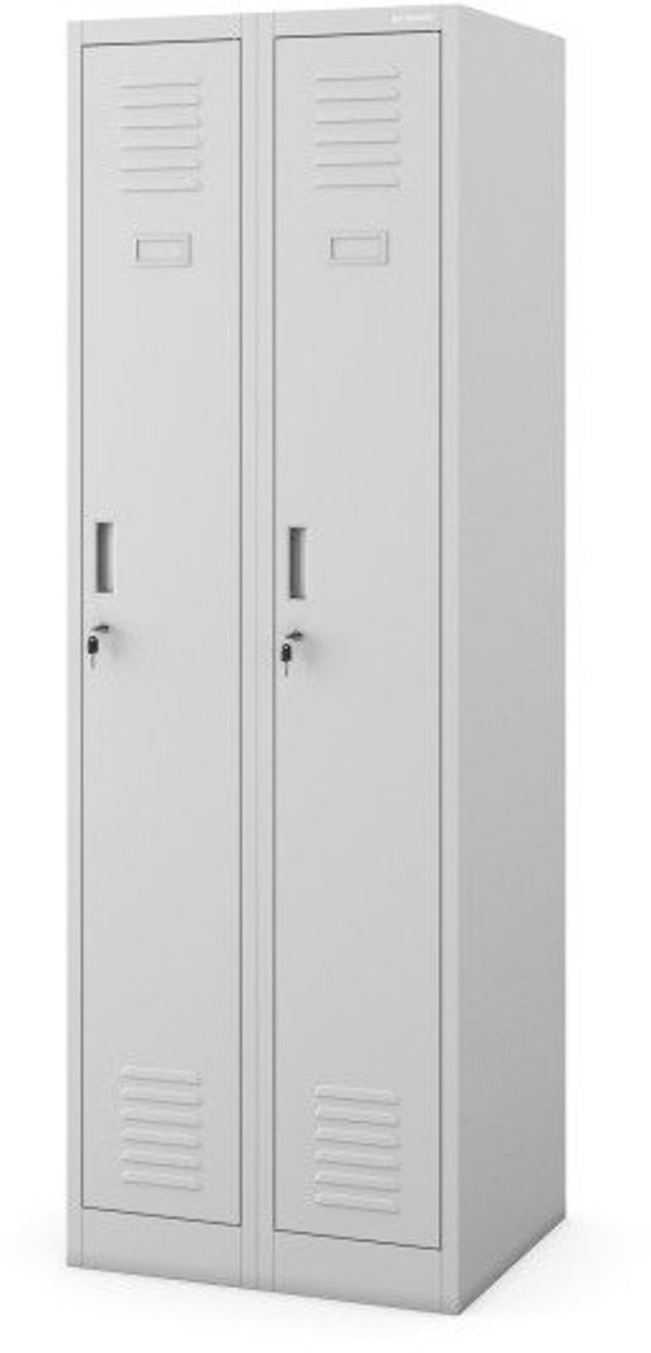 Szafa socjalna ubraniowa czterokomorowa KACPER II, 600 x 1800 x 500 mm, szara
