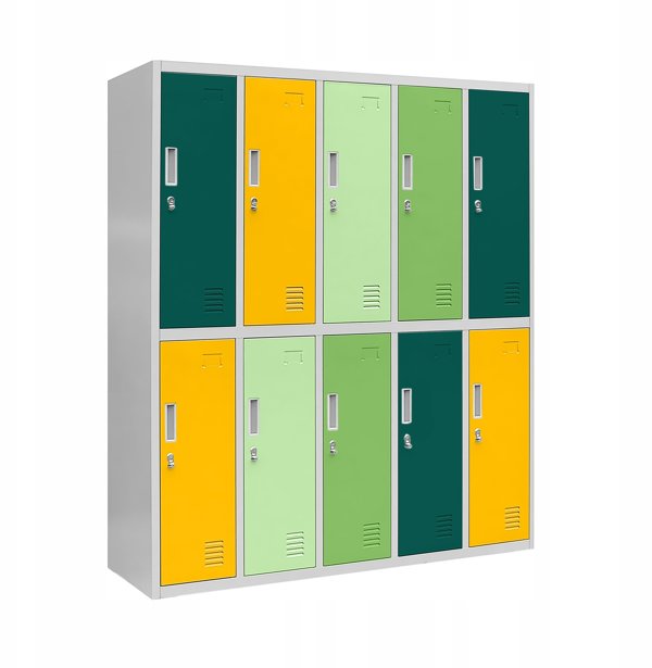 Ντουλάπα Σχολική BHP 10-Πορτών BARTUS, 1360 x 1500 x 450 mm, Γκρι Πολύχρωμη