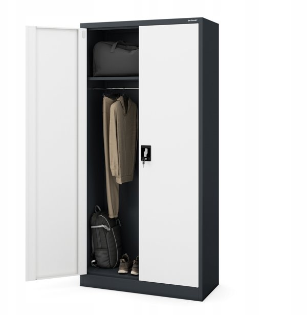 Ντουλάπα αποθηκευτική με κλείδωμα DAWID 900 x 1850 x 450 mm, ανθρακί-λευκό