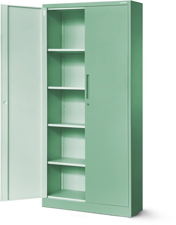 Δίφυλλη ντουλάπα με ράφια JAN H, 900 x 1950 x 400 mm, Fresh Style: παστέλ πράσινο