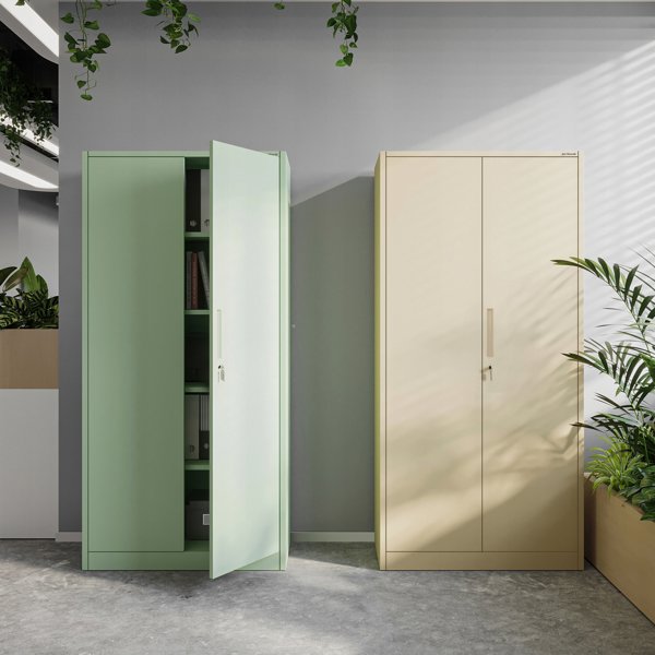 Δίφυλλη ντουλάπα με ράφια JAN H, 900 x 1950 x 400 mm, Fresh Style: παστέλ πράσινο