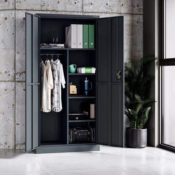 Szafa gospodarcza metalowa DAWID, 900 x 1850 x 400 mm, Smart: antracytowa