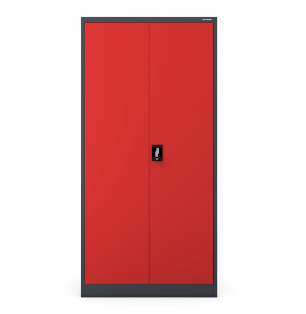 Szafa gospodarcza zamykana DAWID 900 x 1850 x 450 mm, antracytowo-czerwona