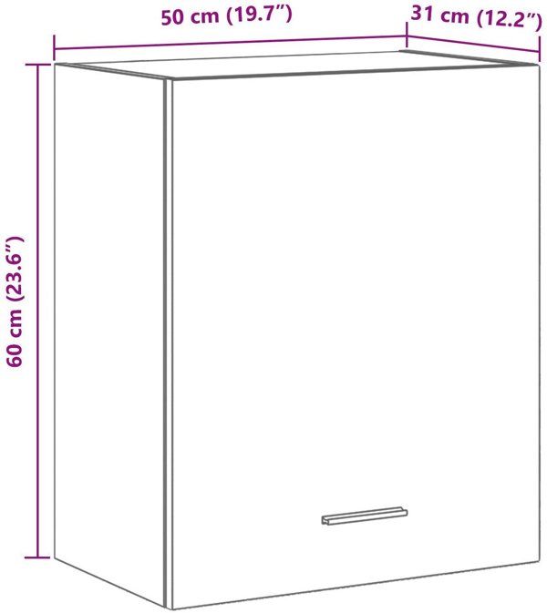 Κρεμαστή Ντουλάπα Μαύρη Δρυς 50x31x60 cm από Υλικό Ξύλου
