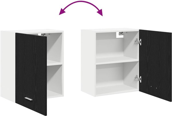 Κρεμαστή Ντουλάπα Μαύρη Δρυς 50x31x60 cm από Υλικό Ξύλου